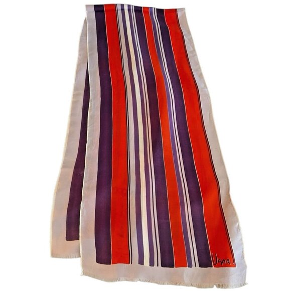 Vera Neumann Accessories - Vintage Vera Neumann Stripe Long Rectangle w Fringe Neck Scarf 13" x 66"